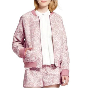 Victoria Beckham Women's Paisley Print Pink Bomber Jacket Size XS